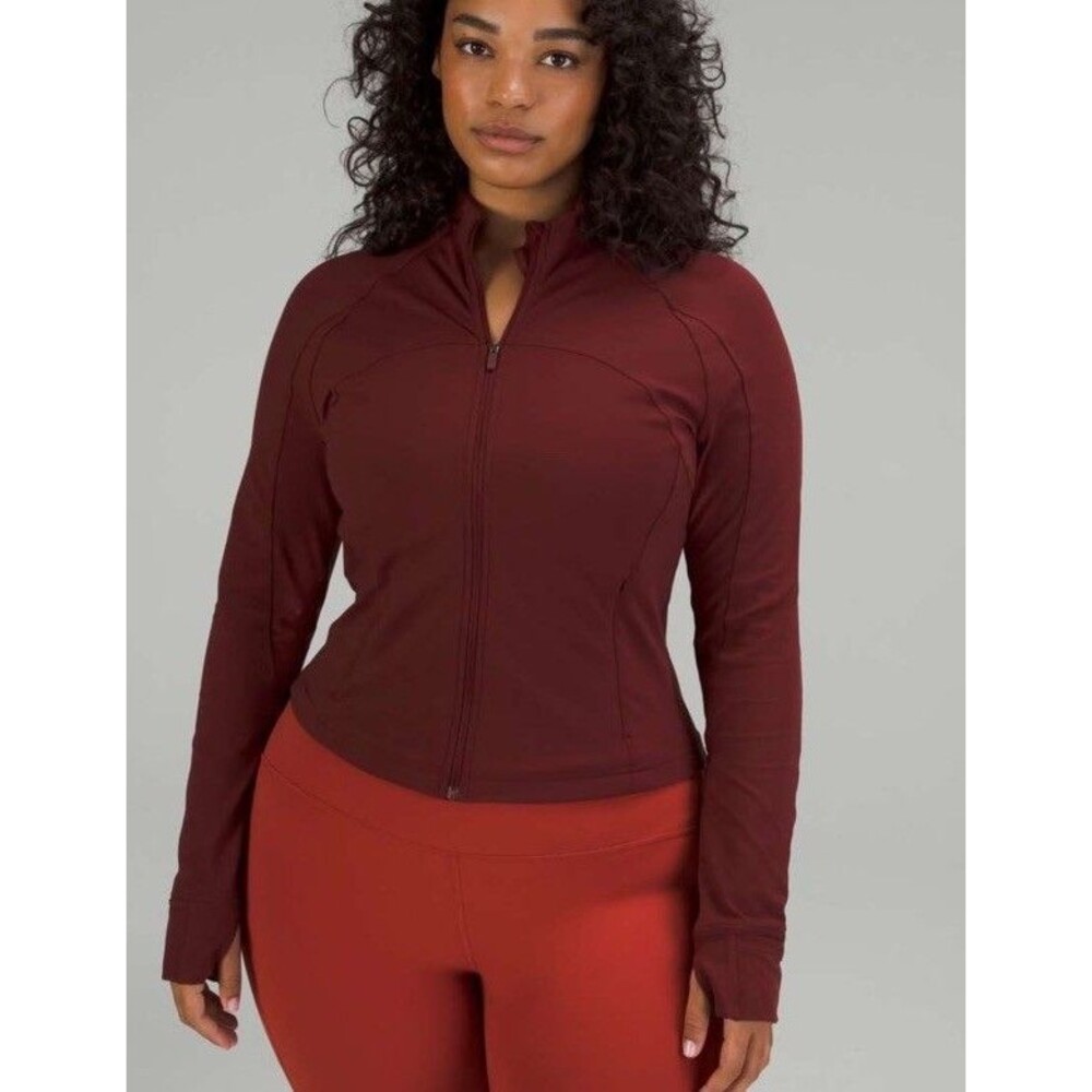 Lululemon Nulu Cropped Define Jacket Size 2 Red Merlot Activewear Yoga Gym